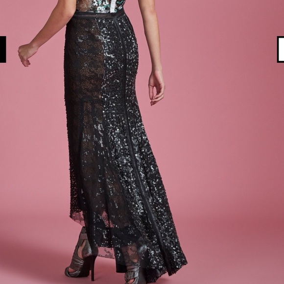 Byron Lars Black Sequins Hi Low Mermaid Skirt 2 - Picture 3 of 8